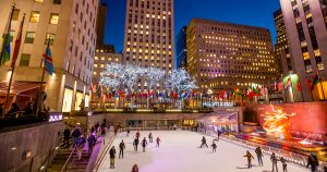 rockefeller center, new york, manhattan at night