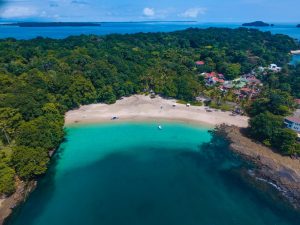 Playa junto a bosque tropical en Panamá